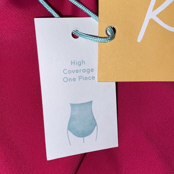 NWT Kona Sol Fuchsia One Piece Bathing Suit size 20 one shoulder ruffle - Picture 8 of 12
